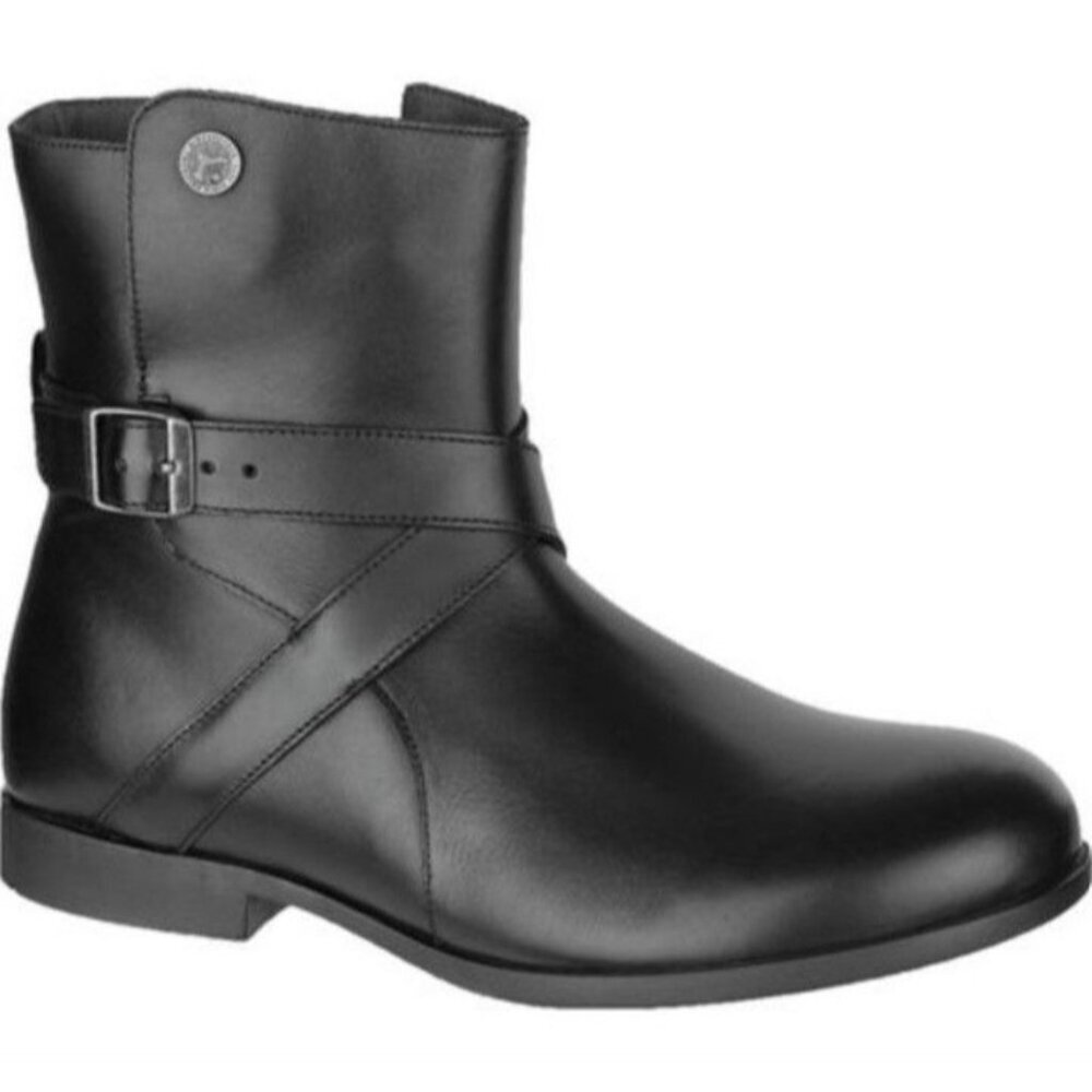 Birkenstock Collins Leather Moto Black Ankle Boots Women's Size 37 US 6 New